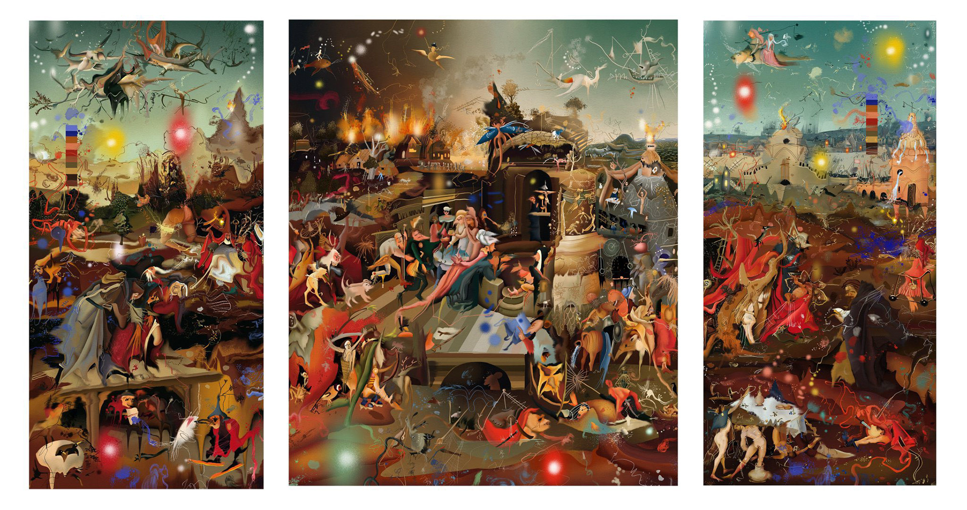 Temptation of St Anthony Deconstruction técnica mixta sobre papel Hahnemühle 140 cm x 80 cm 2023