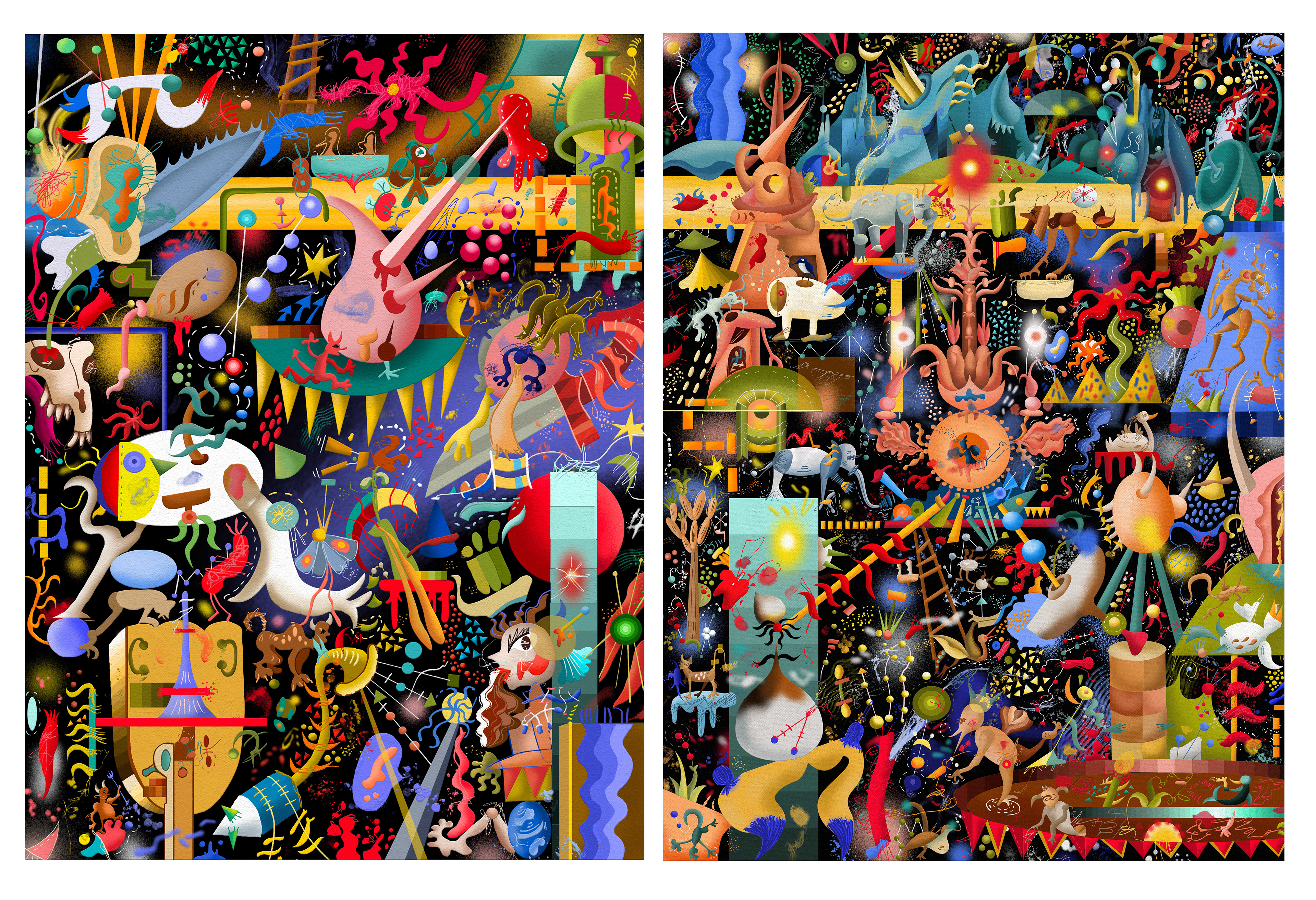 Some Kind of Hell, Some kind of Heaven Técnica mixta sobre papel Hahnemühle 140 cm x 93,5 cm 2023