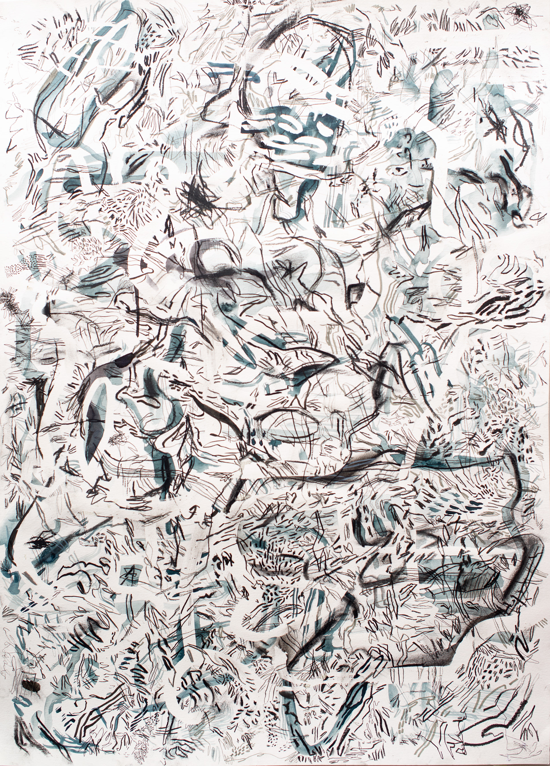 Nacht III. 50 cm x 70 cm. Técnica mixta sobre papel. 2021