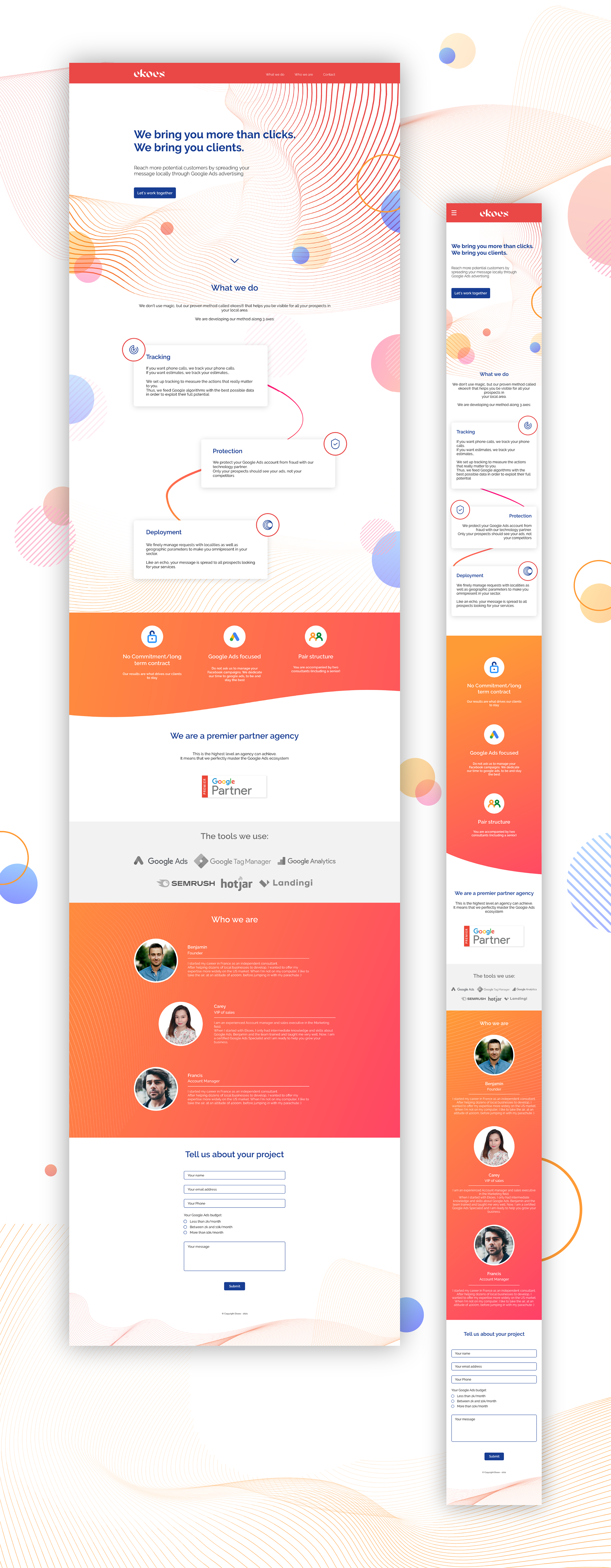 UI/UX Design site one page Ekoes responsive (Desktop, Mobile). Webdesign landing page par Alix Verley