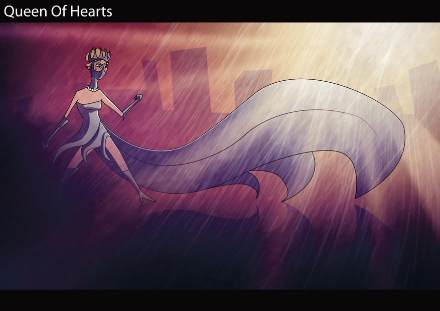 Queen of Hearts, a comic project created with my friend, Tom Wiltshire several years ago - Princess Diana faked her death and is now a vigilante superhero. Obviously. We actually got to pitch this to Adult Swim once!