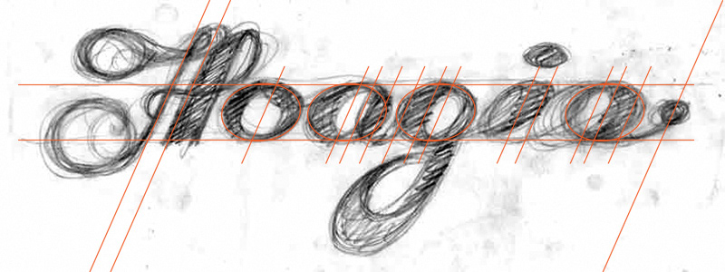 John Breakey identity making process: Hoagie, a script lettering shown here as a sketch.