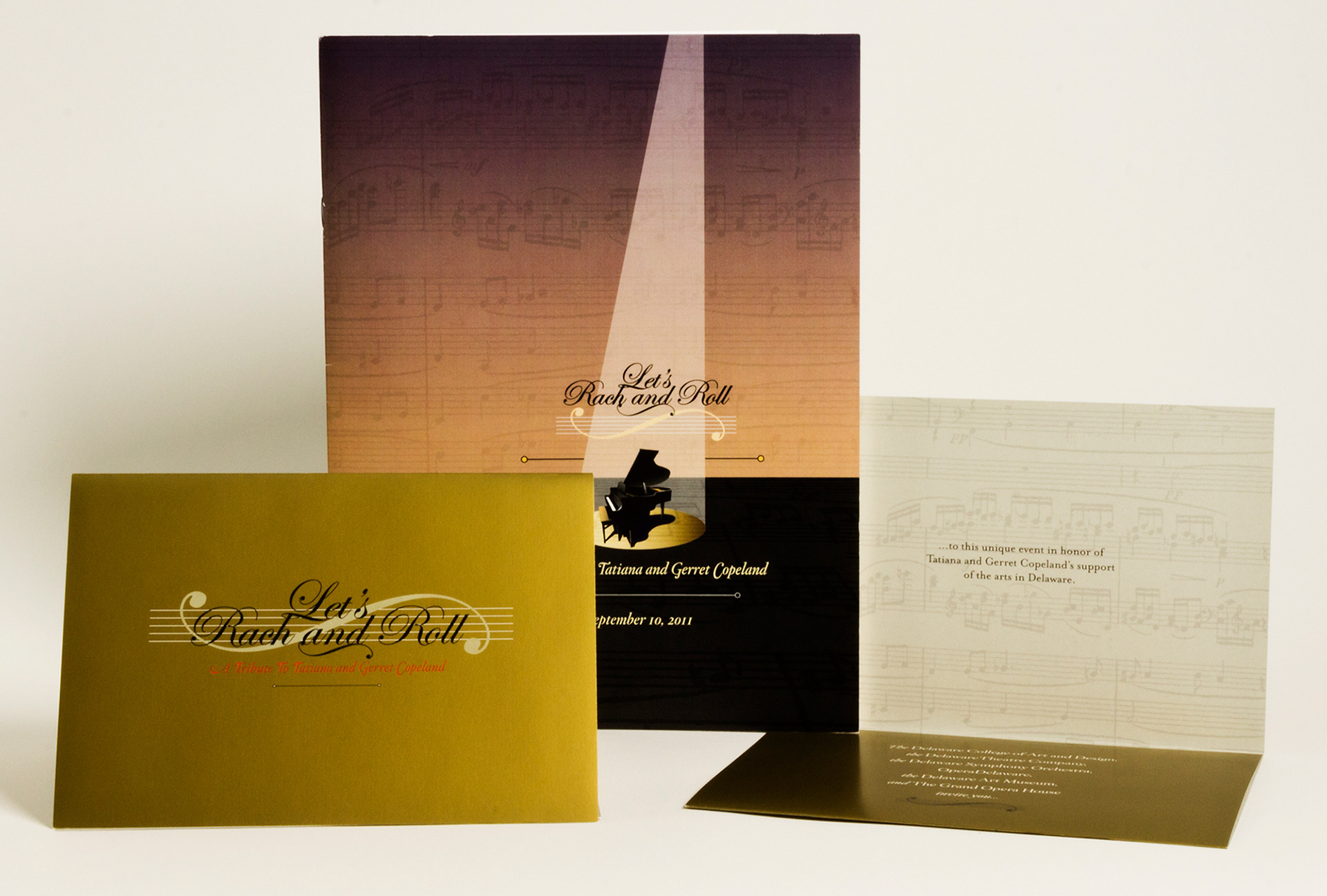 John Breakey's design process, image number one. An invite and program guide for an event honoring a benefactor.