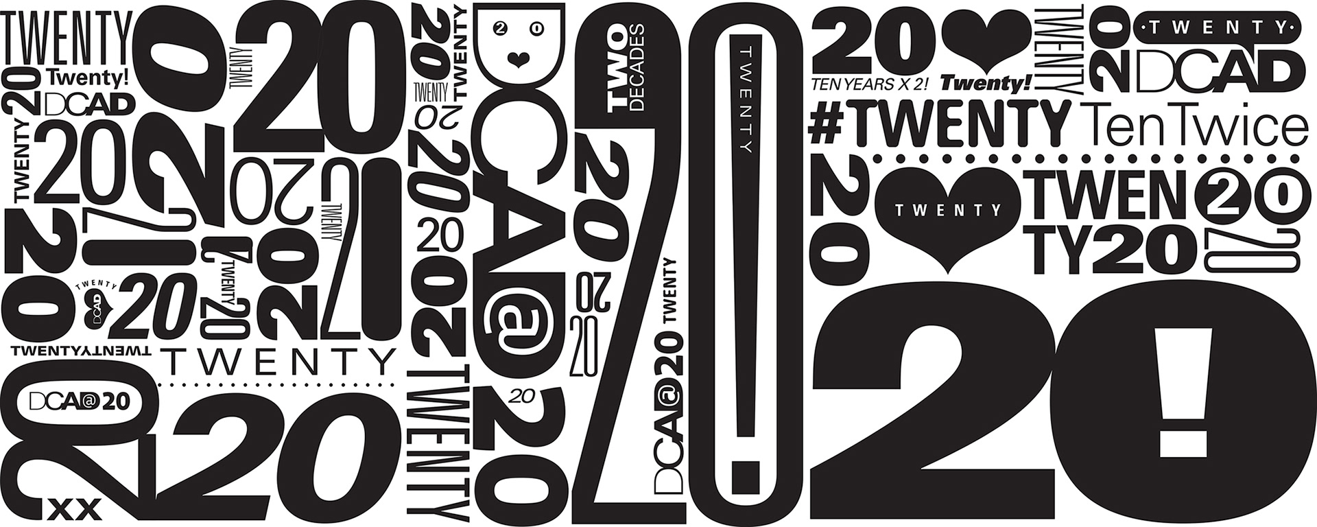 John Breakey's design process, image number seven. Type design for the Delaware College of Art and Design's twentieth anniversary.