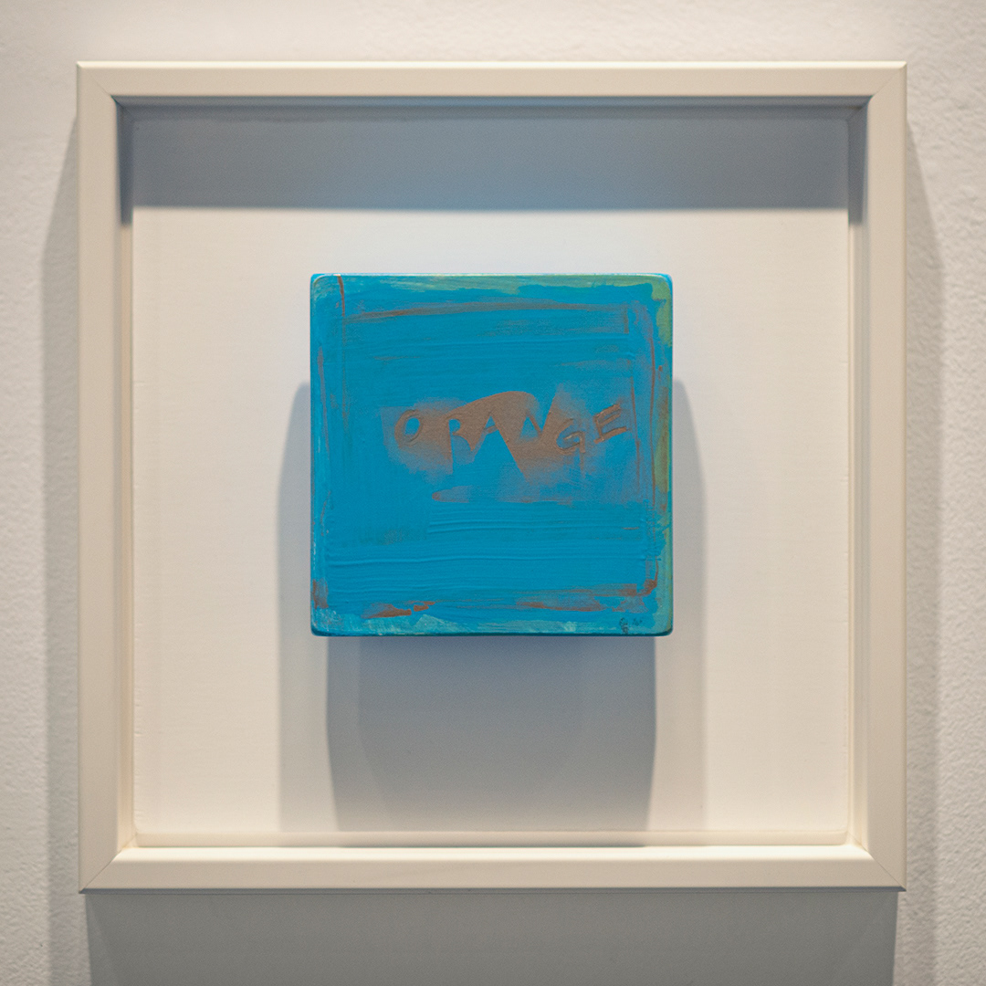 John Breakey Two Person Show. Eleven Color Names; Orange 2015-2018 Acrylic and mediums on painted and floating wood support. Hatch Gallery; 2018. 450.00 plus insured shipping. Signed inverso