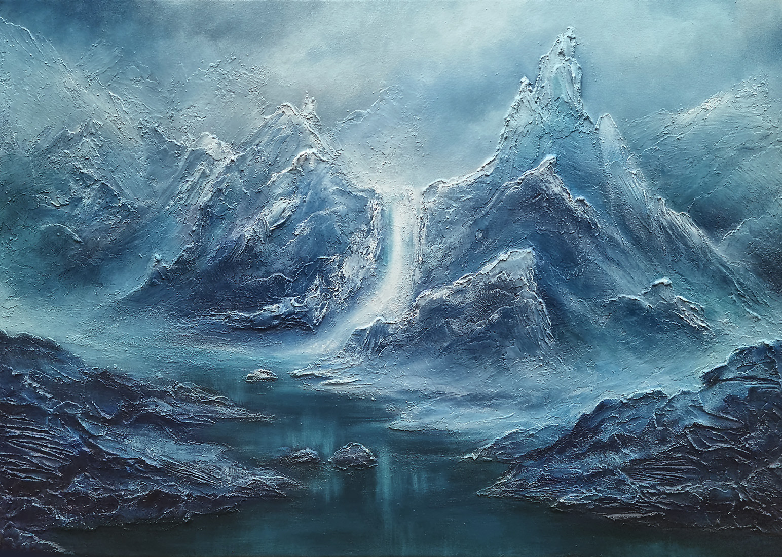Dost臋pny - "Lodowy wodospad" - olej, p艂贸tno 50x70cm