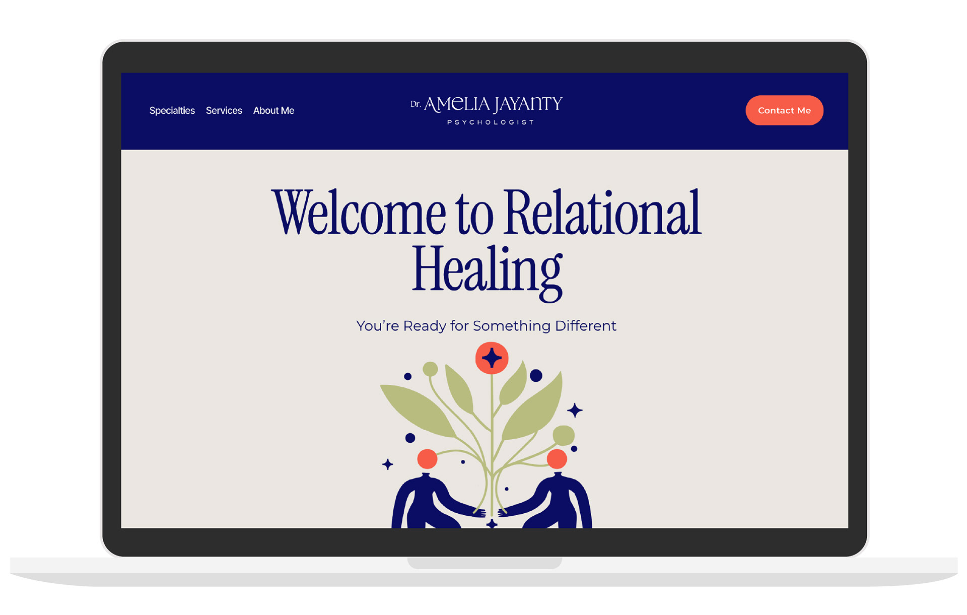 Web design : homepage for Dr. Amelia Jayanty, Psychologist