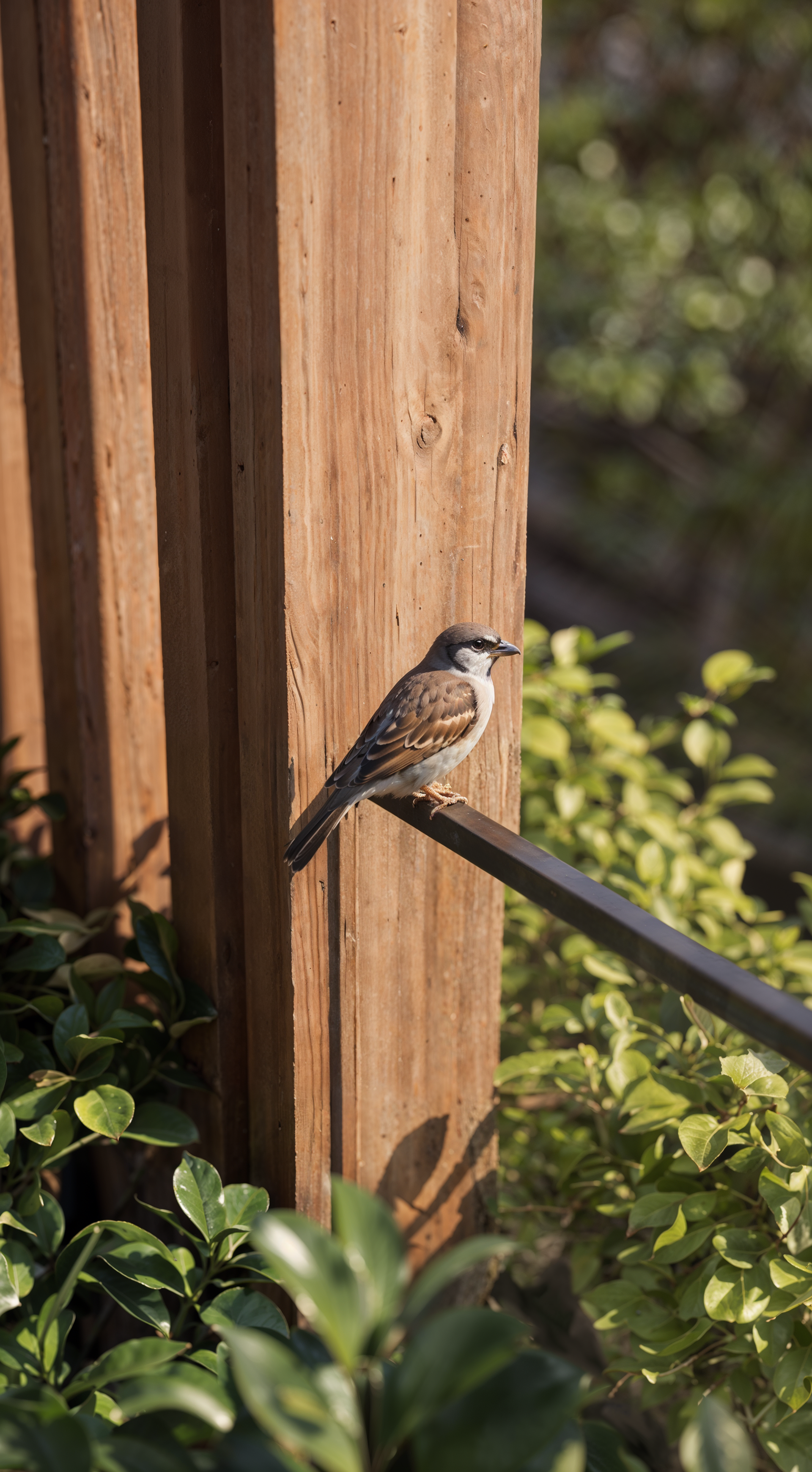 Visualização arquitetônica de detalhe de varandas de luxo com brises de madeira e incidência solar - Residencial RJ | Studio BeRender