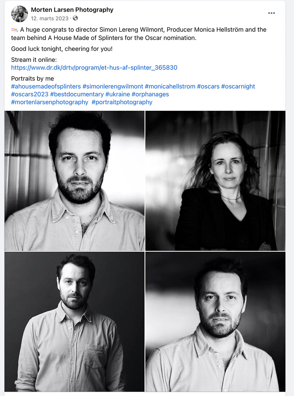 Opslag på sociale medier som respons på aktuelle nyheder, her prisnominering mm