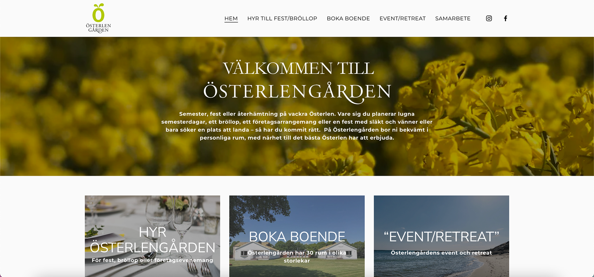 hemsida som jag skapat till tidigare kund, österlengården.se