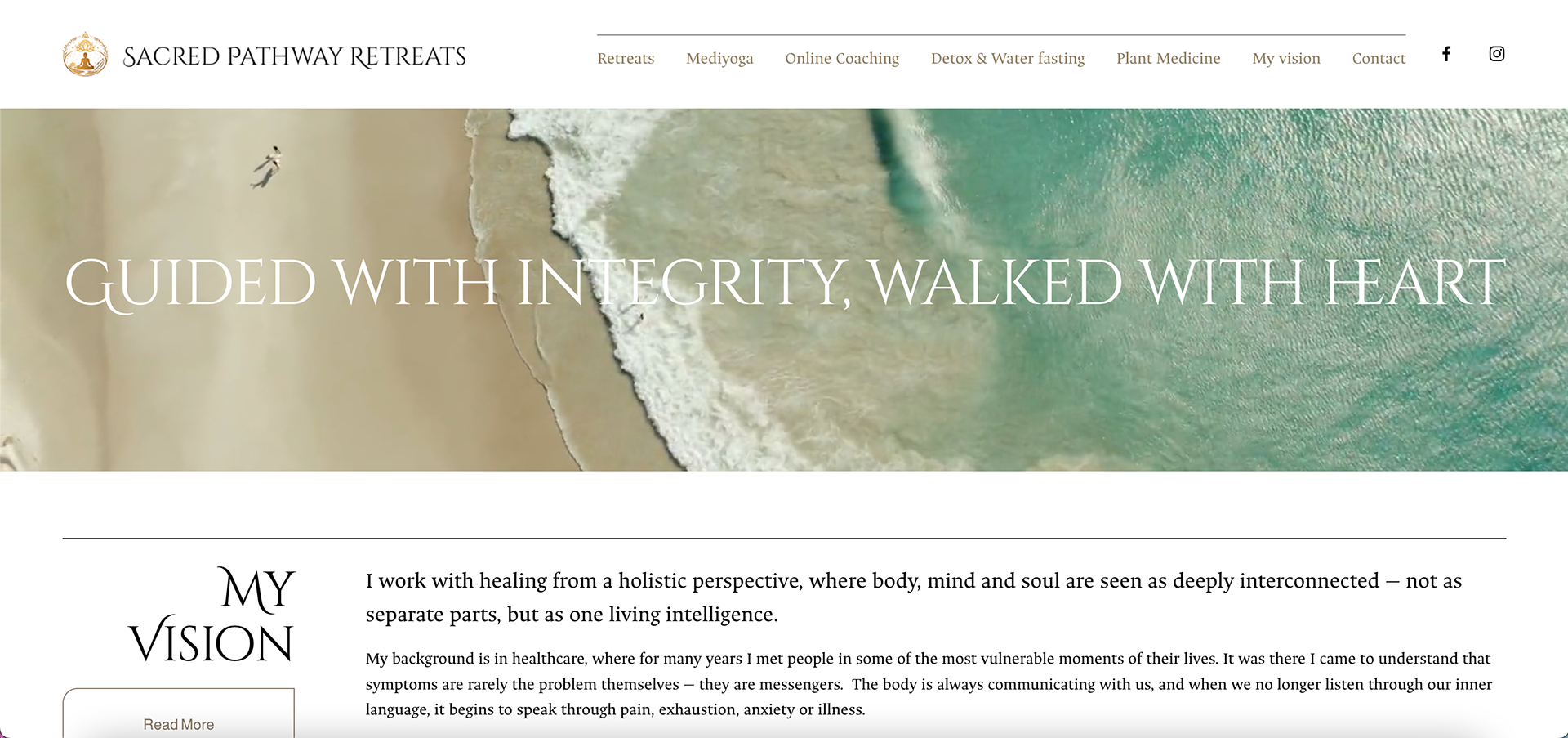 Tidigare arbete, webbsida åt Sacredpathwayretreats