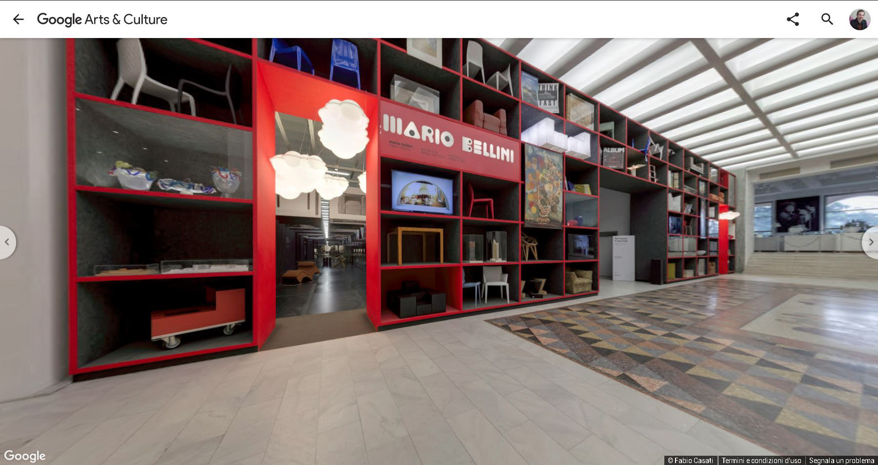 Tour virtuale 360 dell'esposizione Mario Bellini Italian Beauty presso la Triennale di Milano.