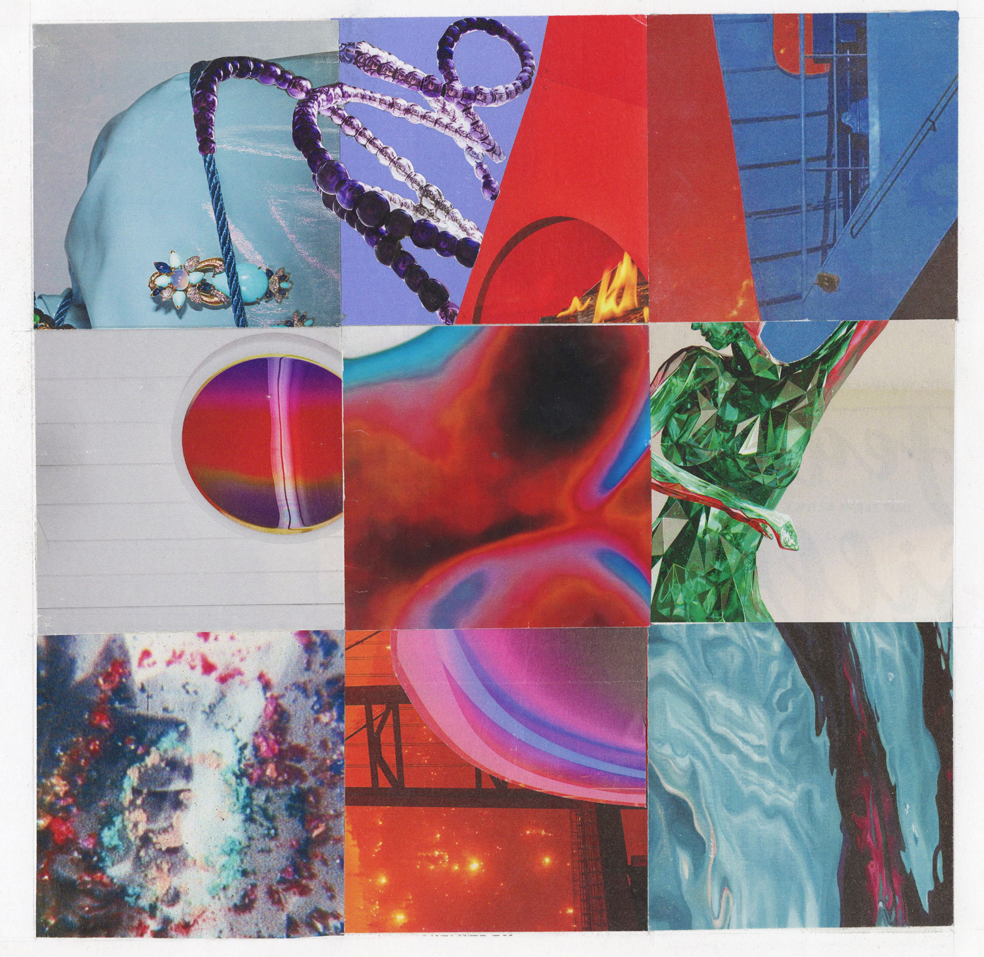 Gem Tones Collage (magazine paper on poster board, 2022)
