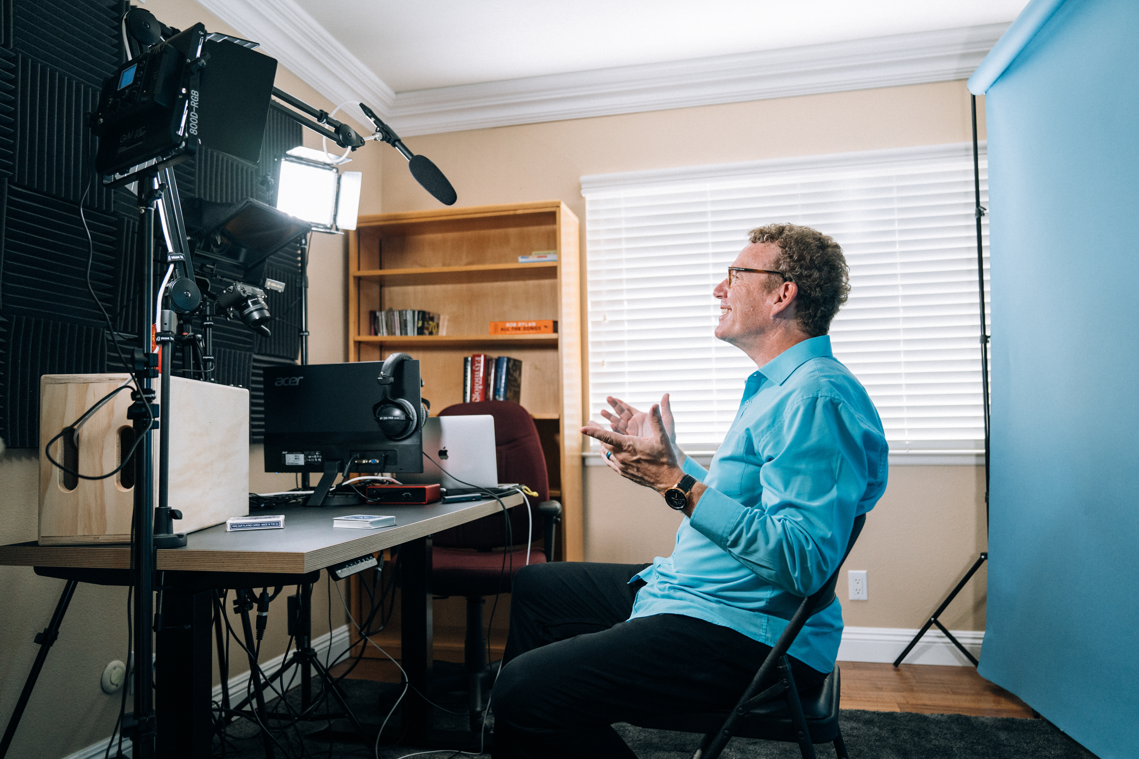 In-home multi-camera, live-stream capable studio build for Adam Christing; MC, Comedian, and Magician