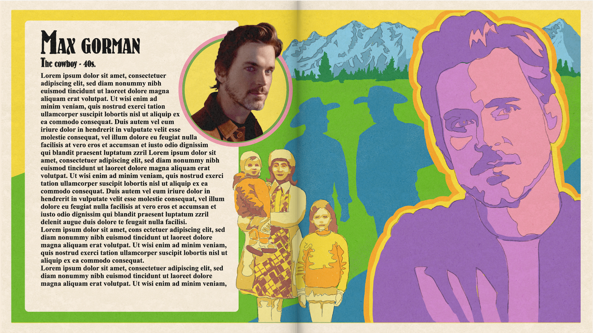Digital illustration and Graphic design for limited series pitch bible