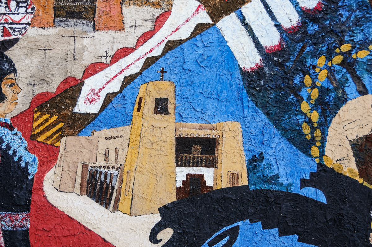Pueblo Mission Churches Mural 1, detail