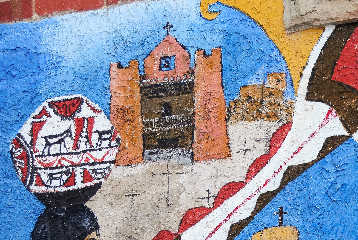 Pueblo Mission Churches Mural 1, detail