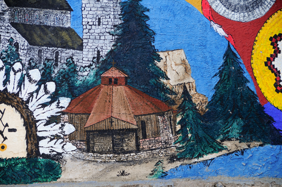 Pueblo Mission Churches Mural 2, detail