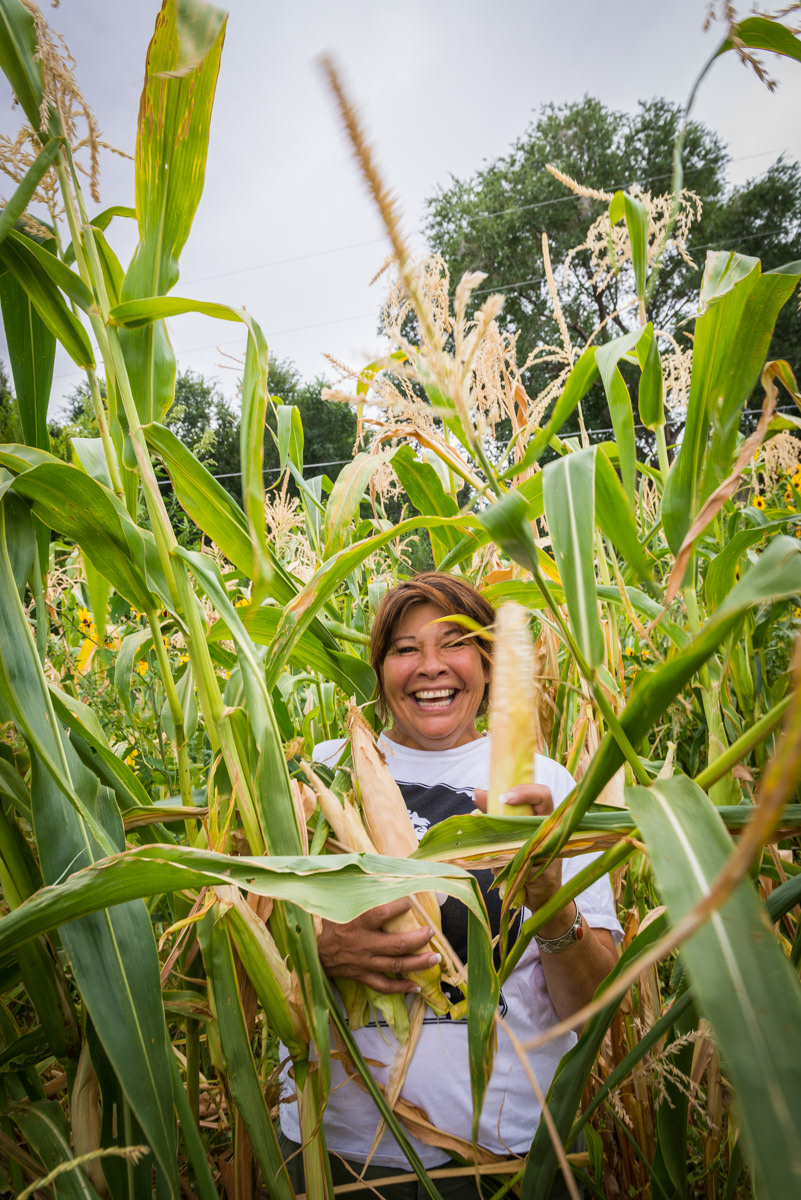 Marian in her corn field.