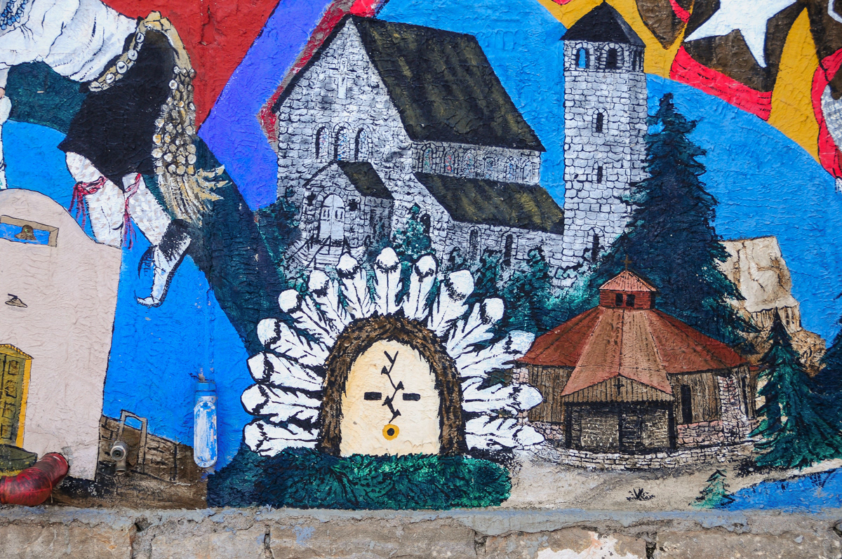 Pueblo Mission Churches Mural 2, detail