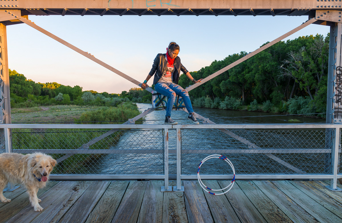 Sonwai on the old Rio Grande bridge near the homestead.