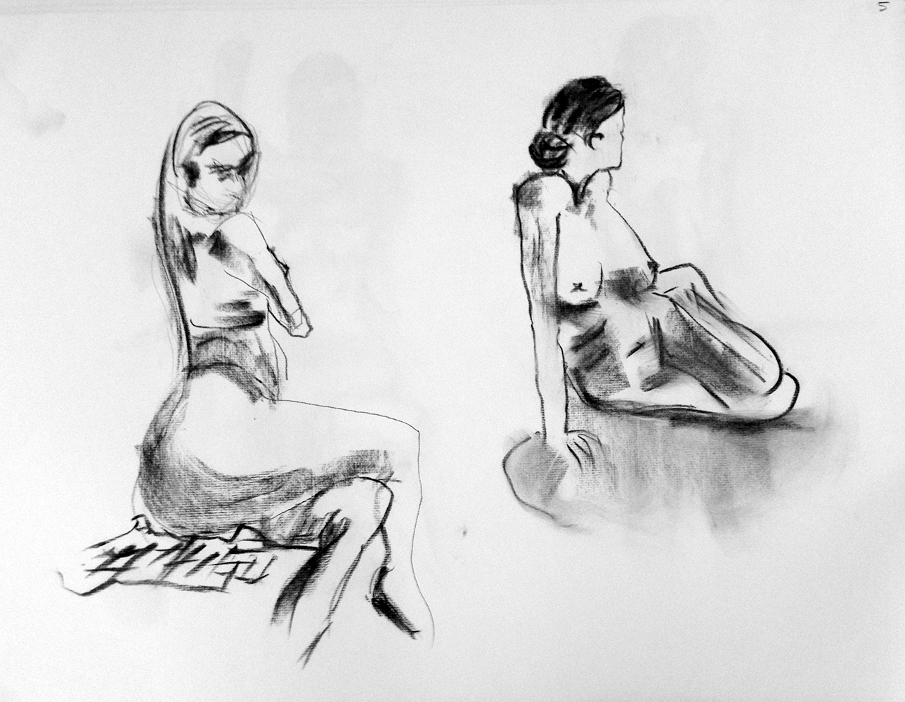 Two Fives, a Charcoal Drawing by Sherry Hutson (sHutson)