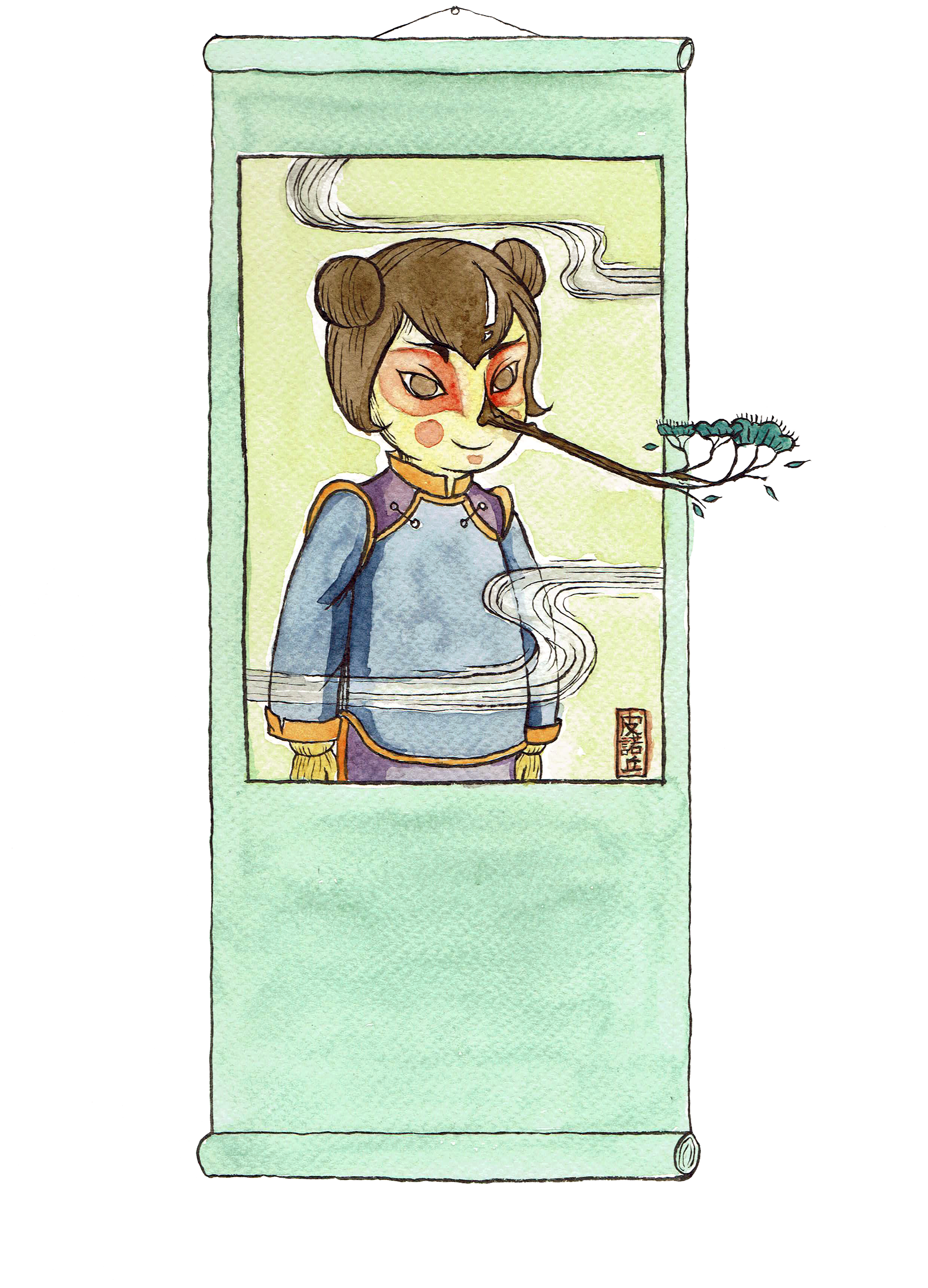 Pinocchio re-imagined as a Chinese girl.