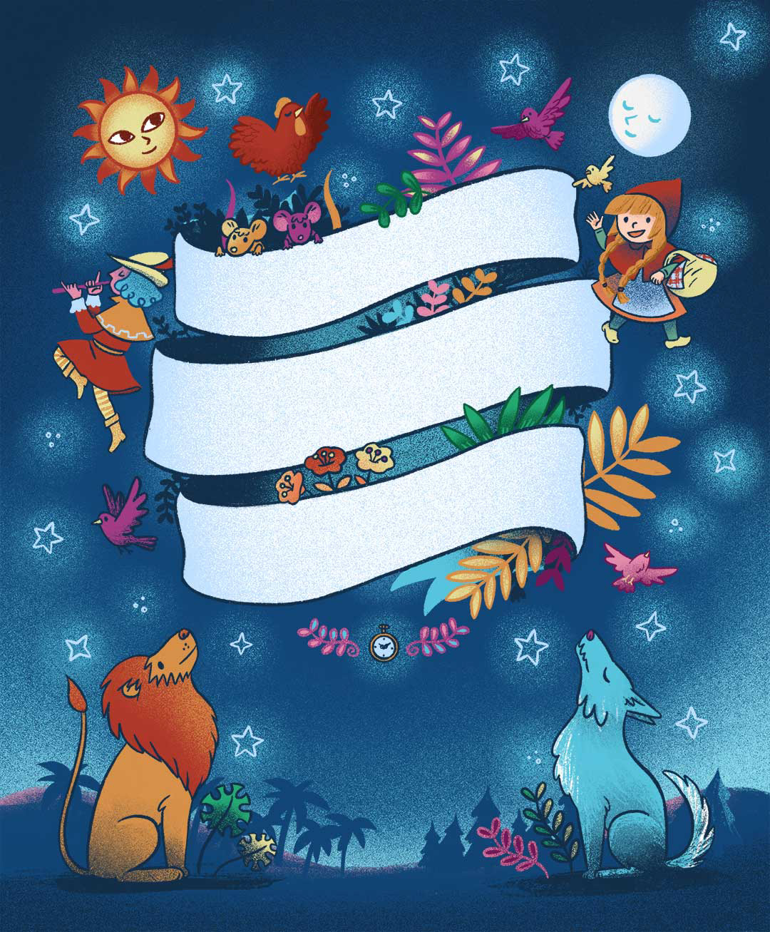 Ilustración para la cubierta de "Cuántos cuentos quieres", Beascoa.