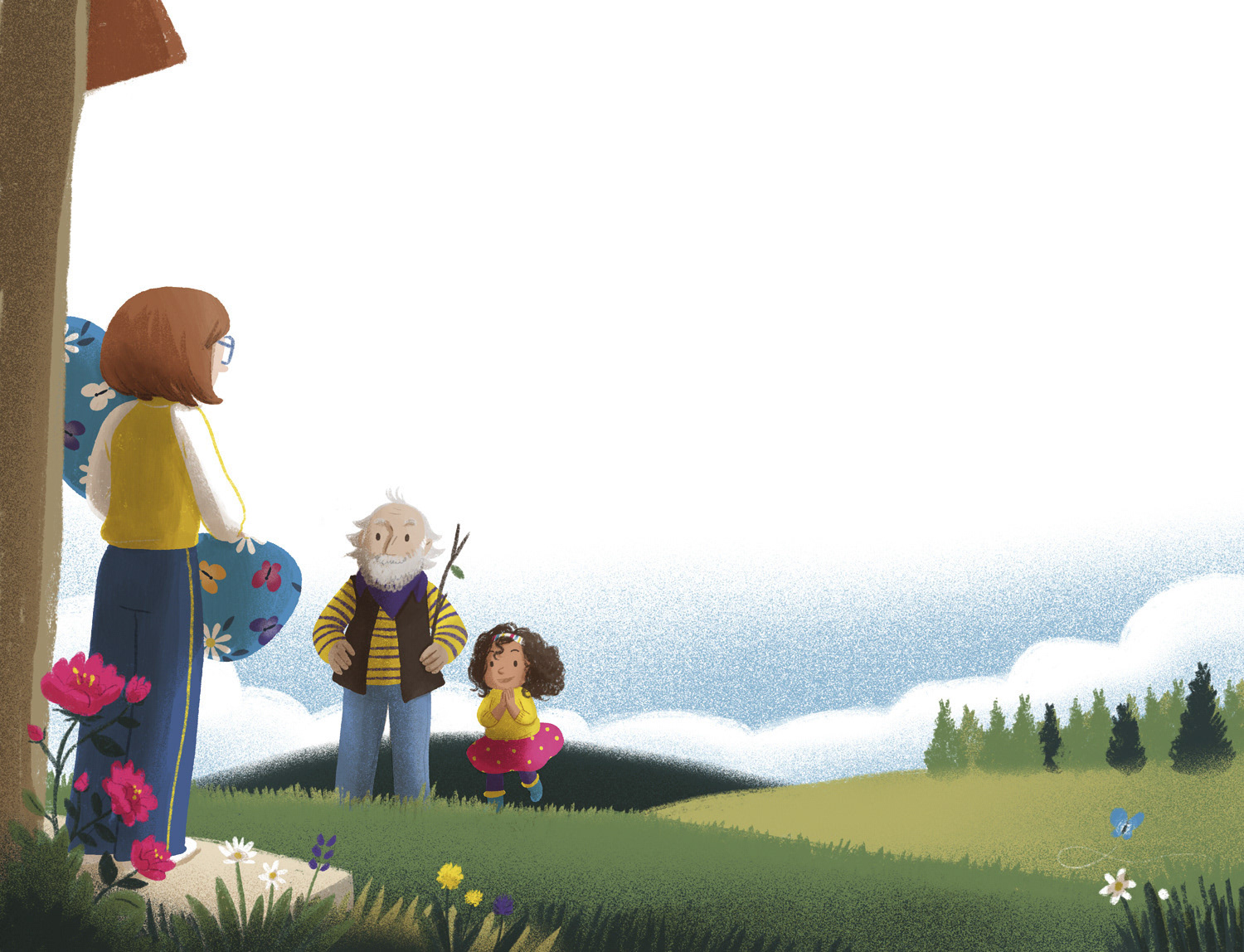 Ilustración del libro infantil "Casilda y las mariposas", Anaya.