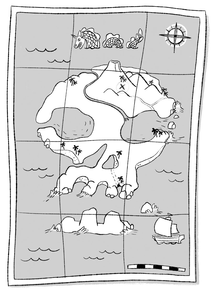 Illustration of the treasure island map