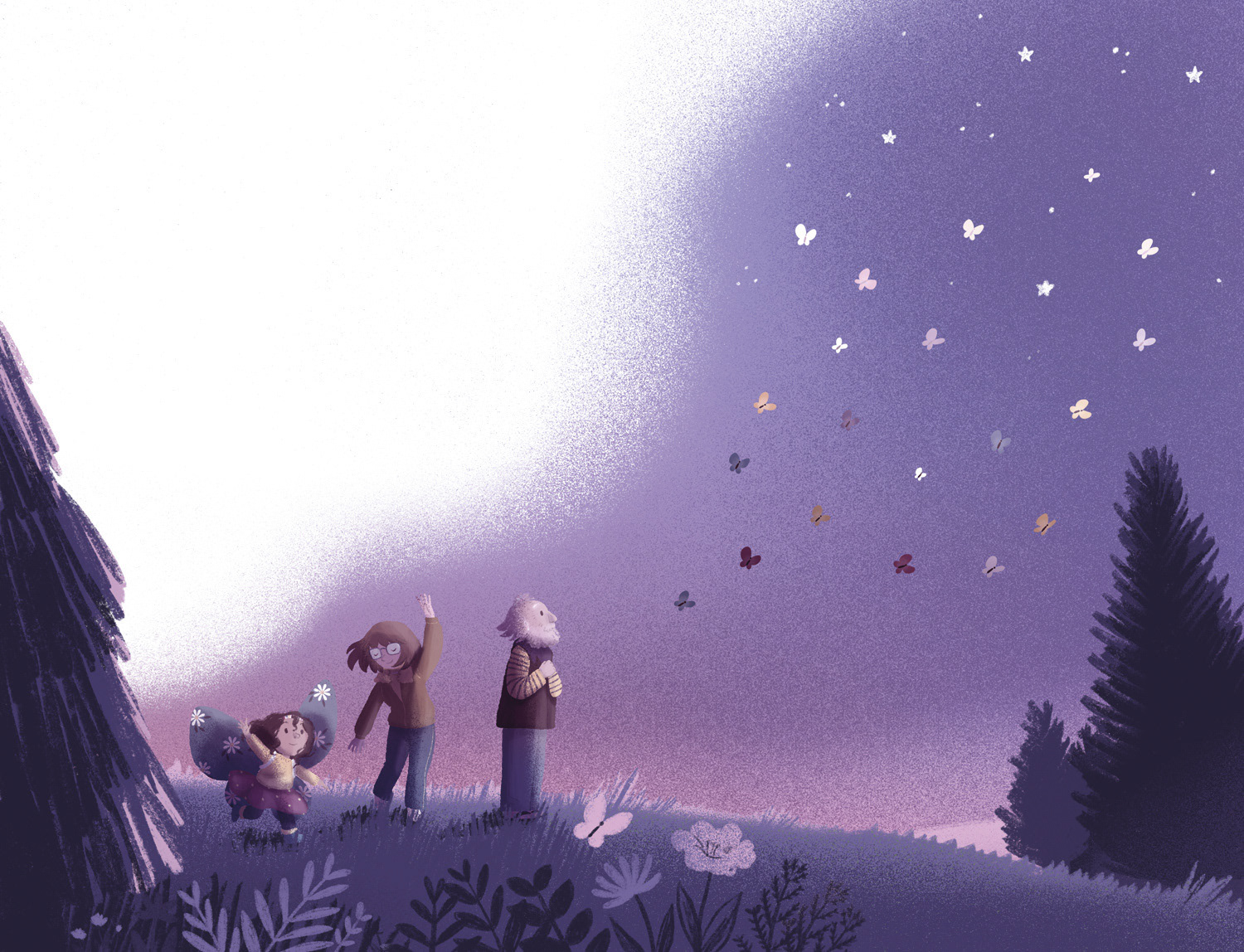 Ilustración del libro infantil "Casilda y las mariposas", Anaya.