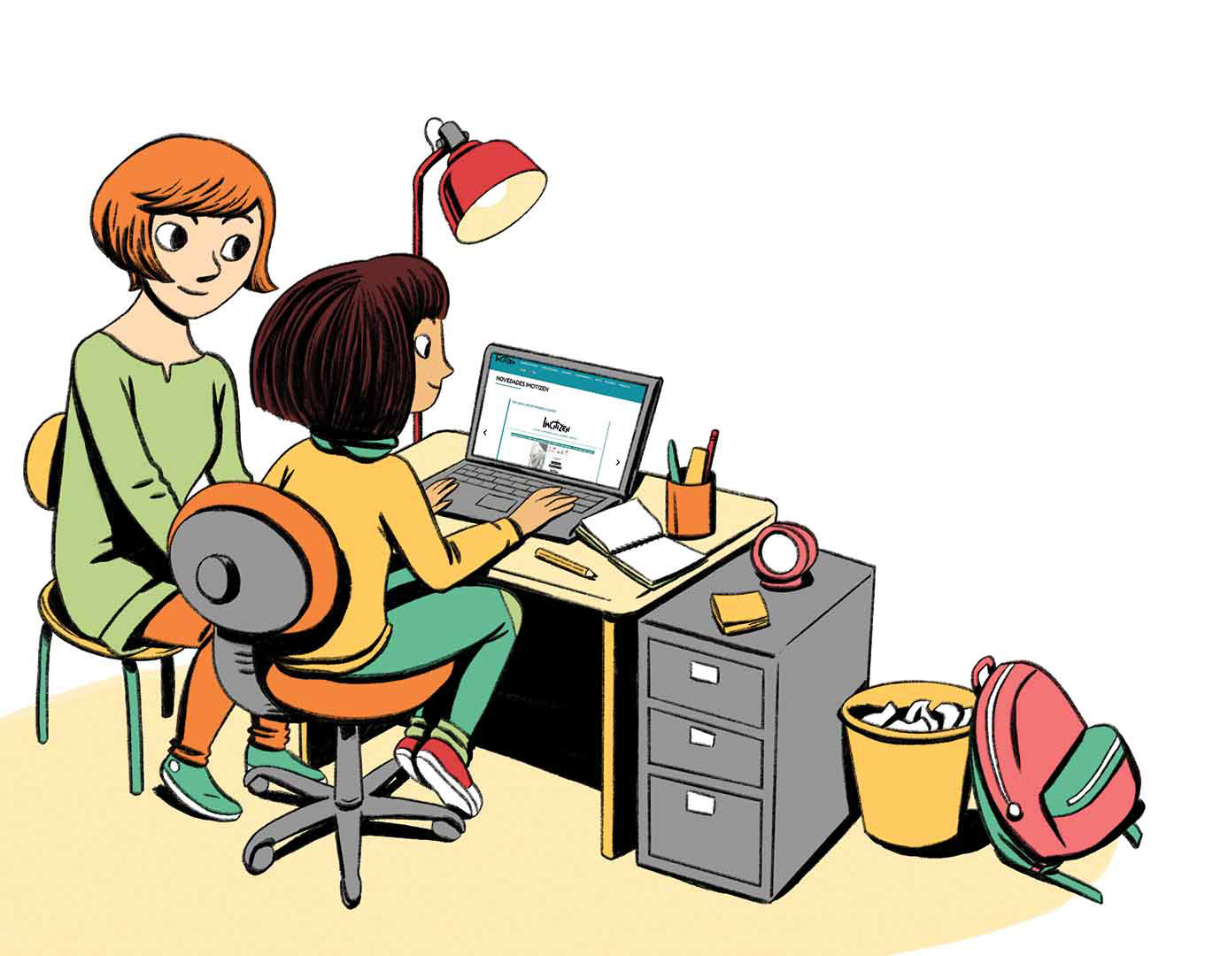 Estudiante consultando una web
