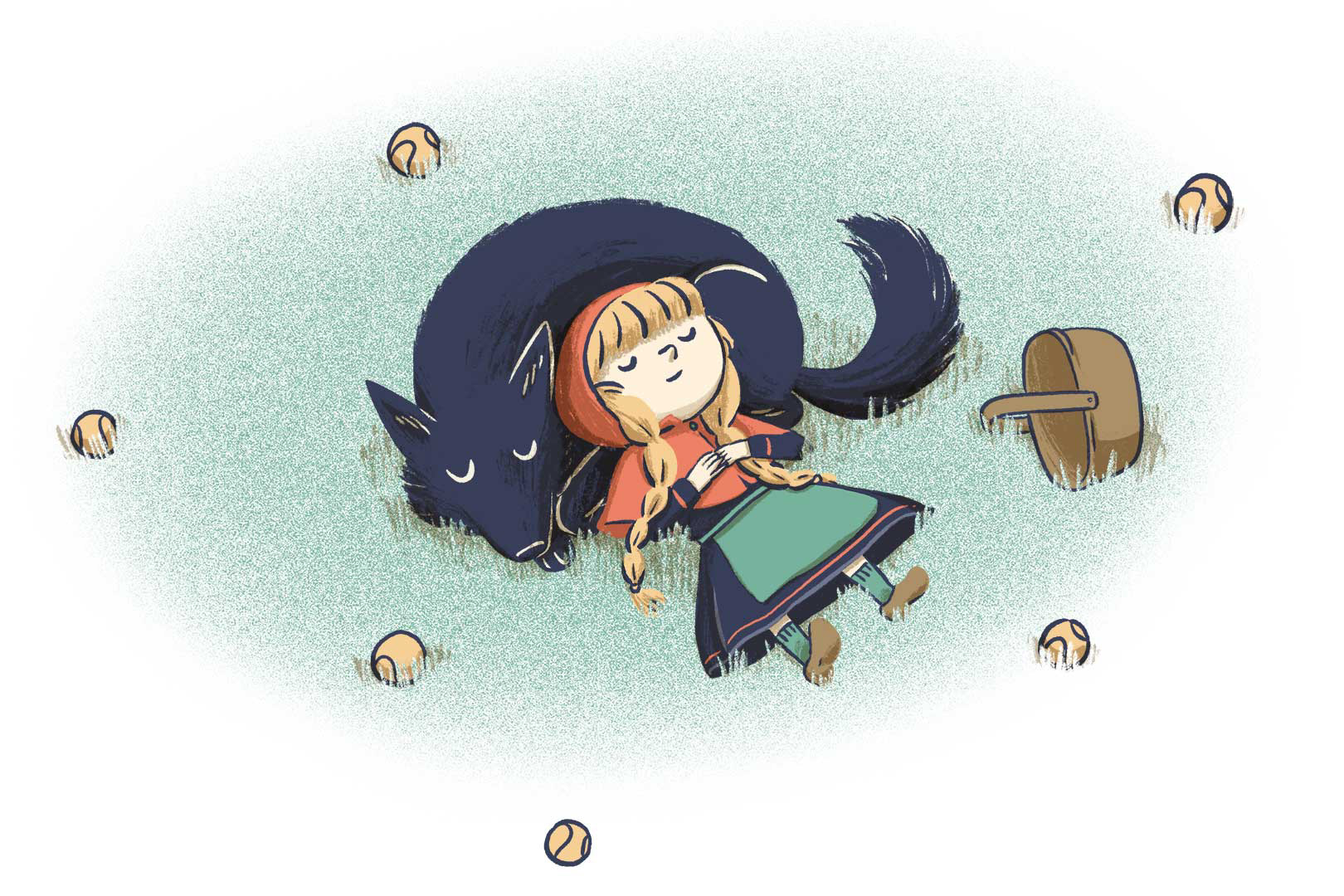 Ilustración de Caperucita y el Lobo.