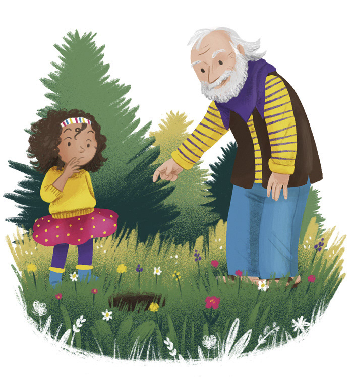 Ilustración del libro infantil "Casilda y las mariposas", Anaya.