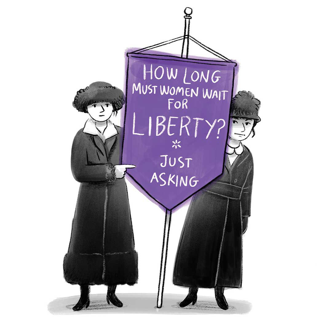 Illustration of suffragettes.