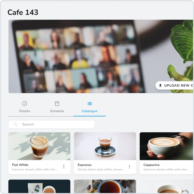 Coffee ordering and menu builder