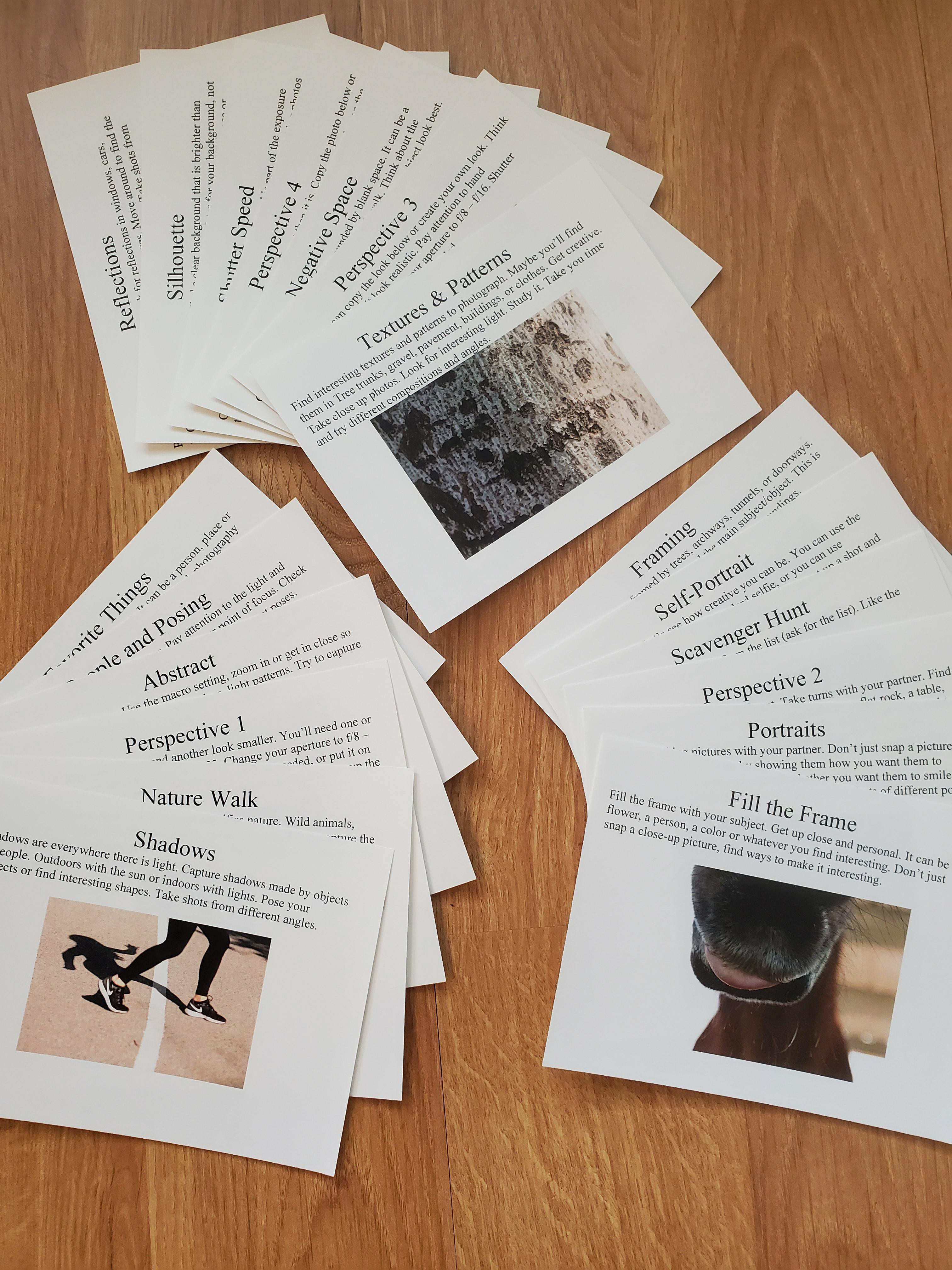 Activity Cards for learning photography