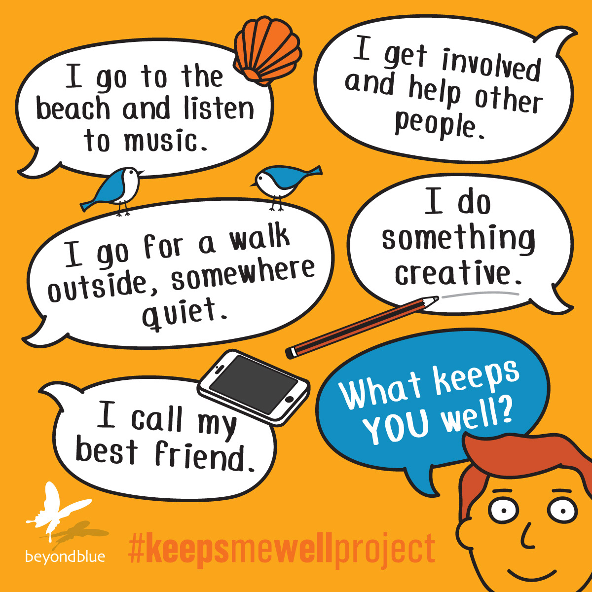 Social media illustrated design for Youth Beyond Blue's National Youth Week campaign.