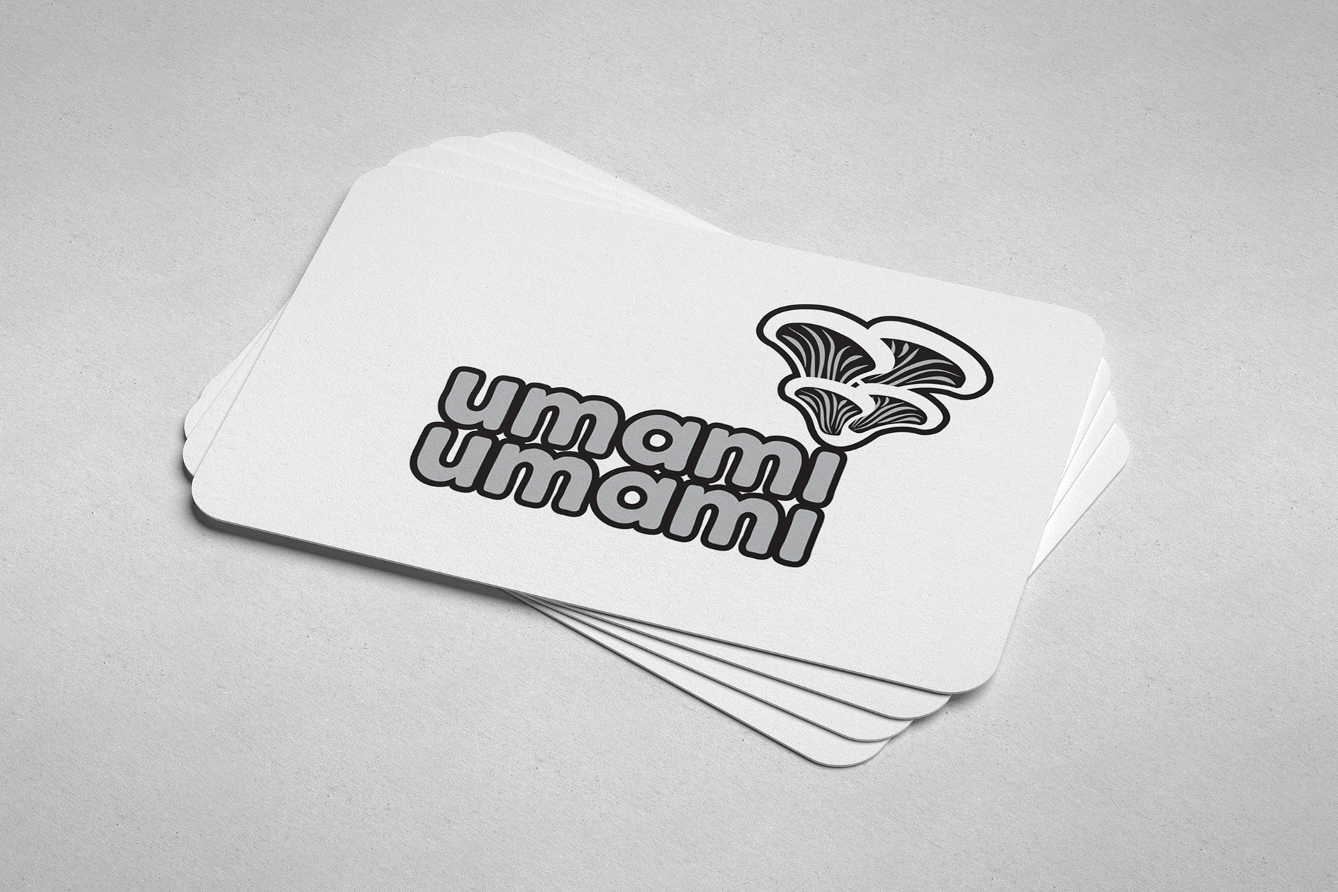 Front side of monochrome business card design is white with logo design.