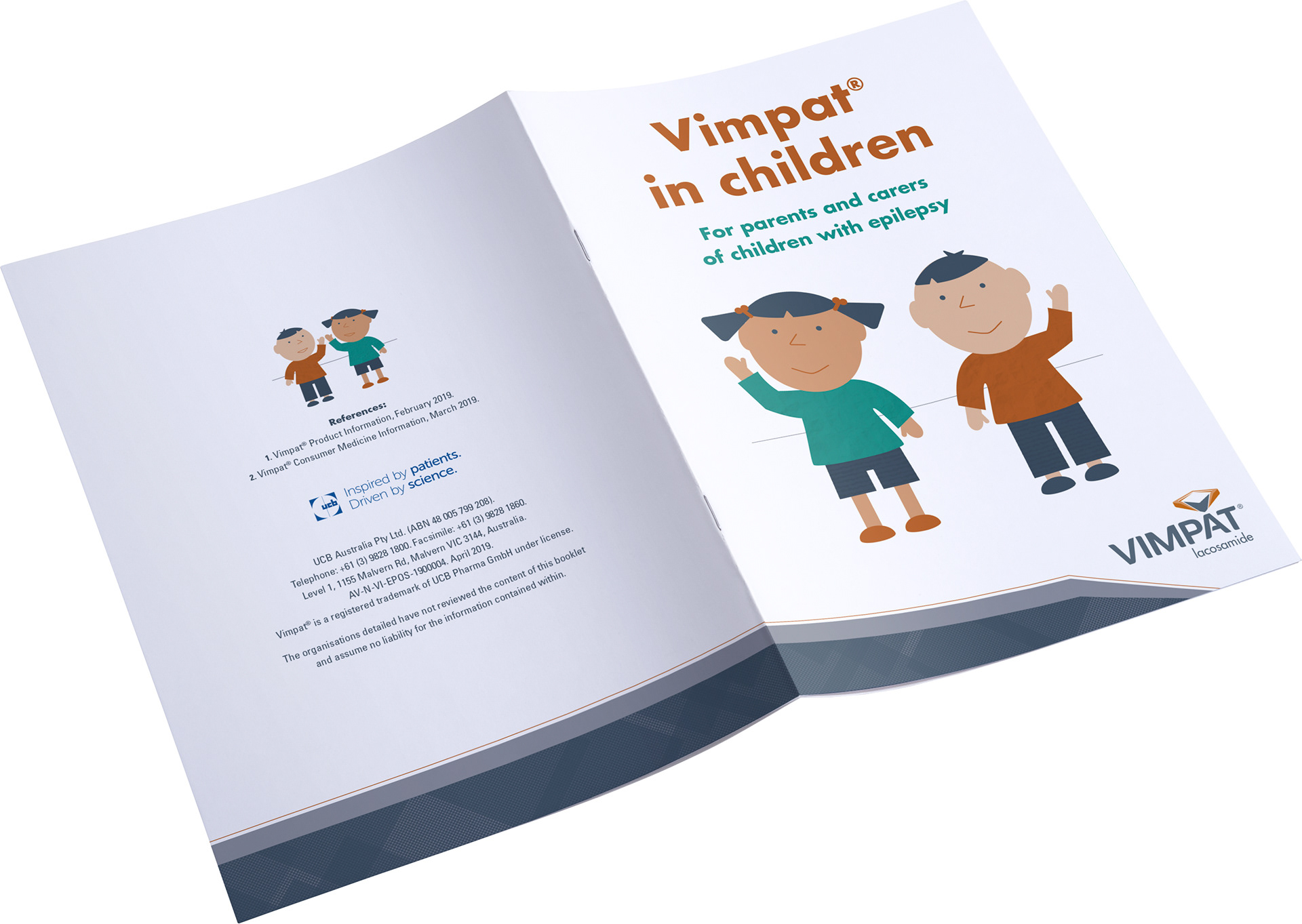 Cover design of medical booklet designed for parents of children with epilepsy, showing both the front and back covers.