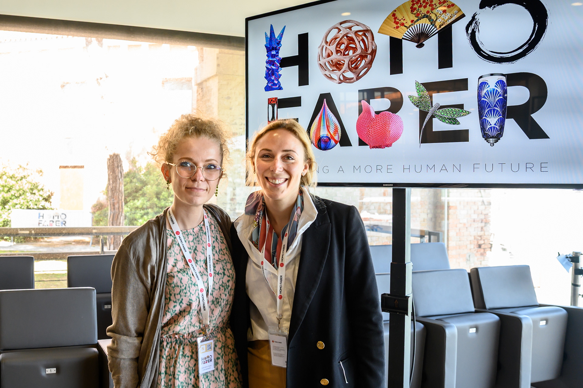 Росина Пенчева и Селин Вот по време на конференция, част от биеналето Хомо Фабер във Венеция, 2022