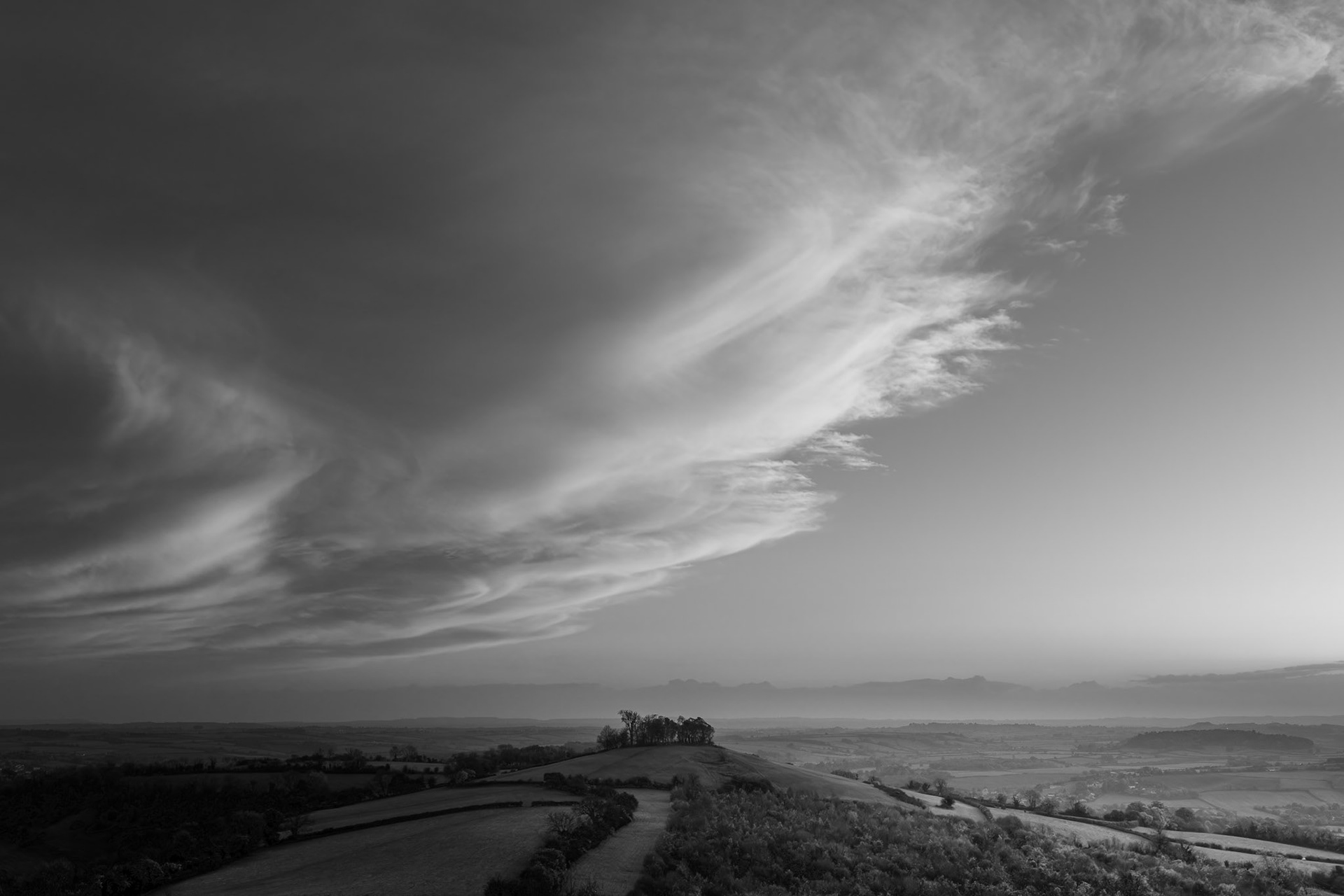 Evening clouds over Kelston Round Hill