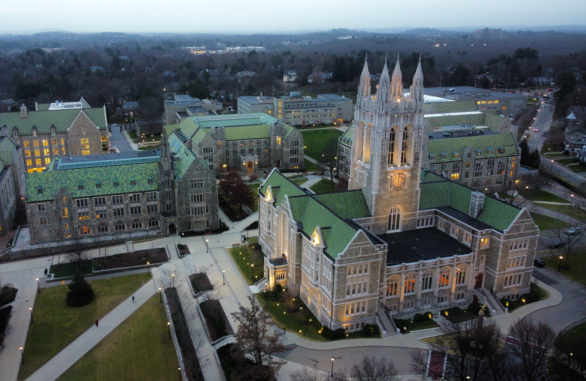 Drone Shot, Boston College Academic Quad