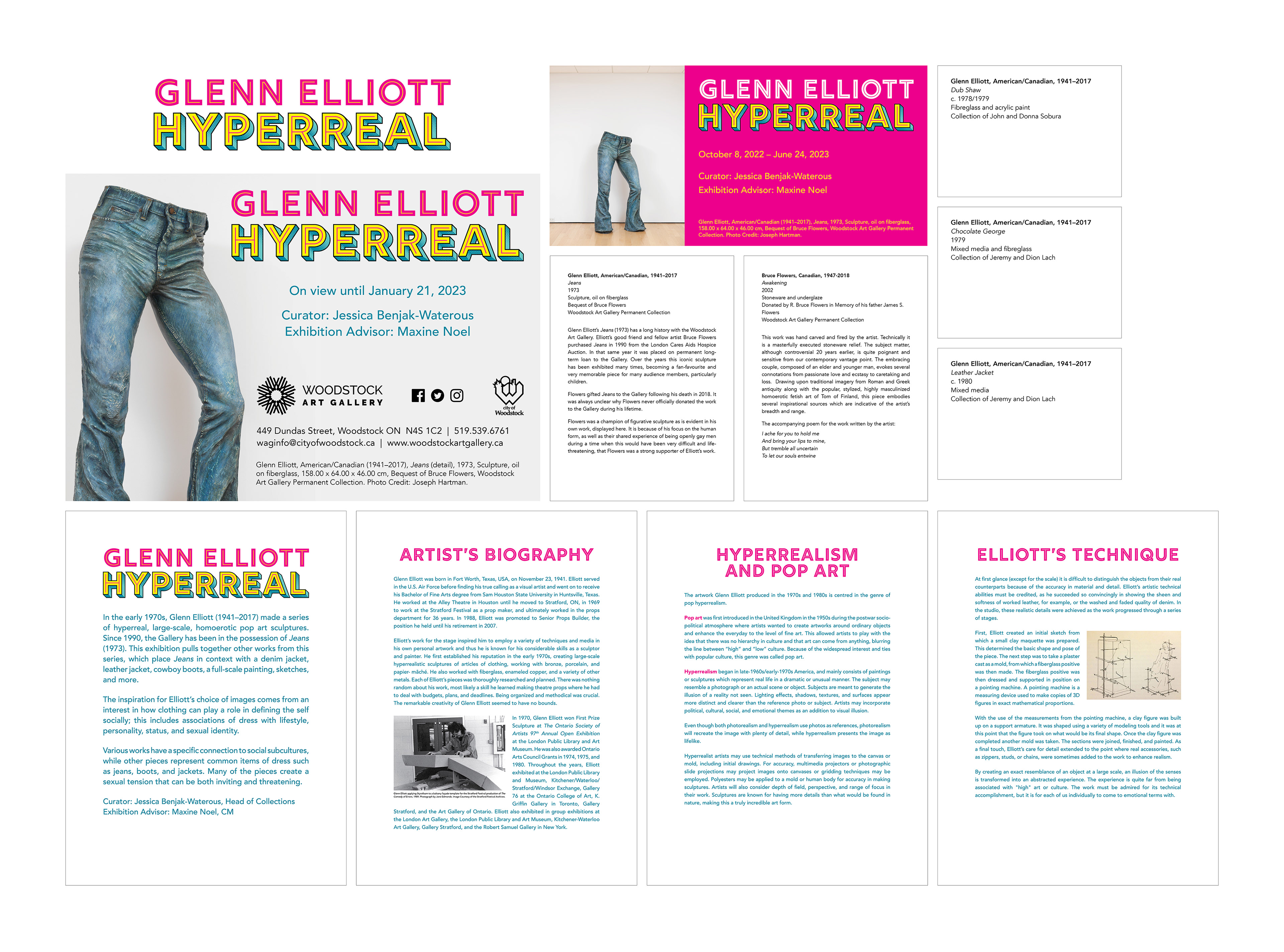 exhibition logo, print ad, social media ad, labels, didactic panels