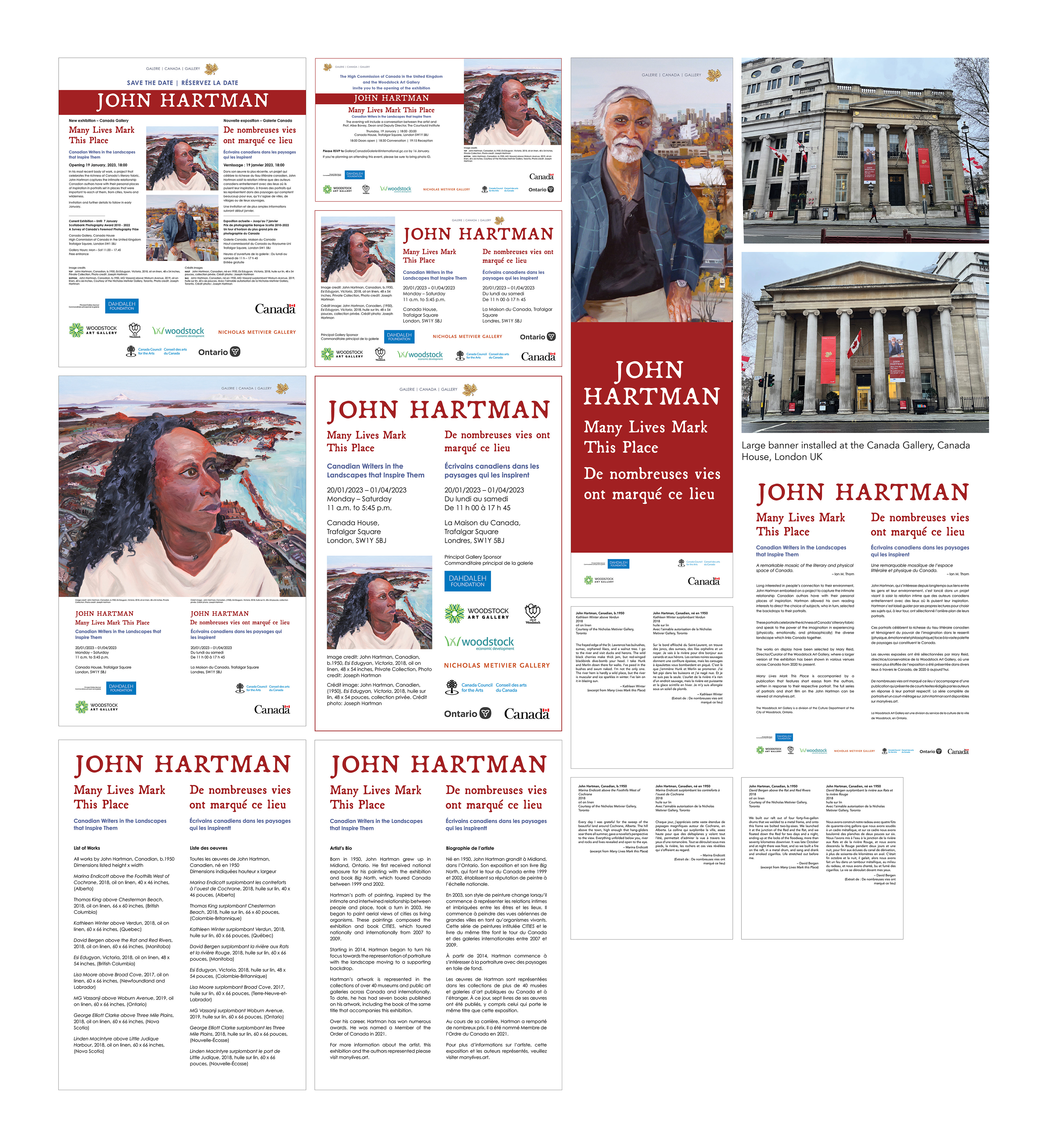 exhibition logo, print ads, building banner, email invite, labels, didactic panels