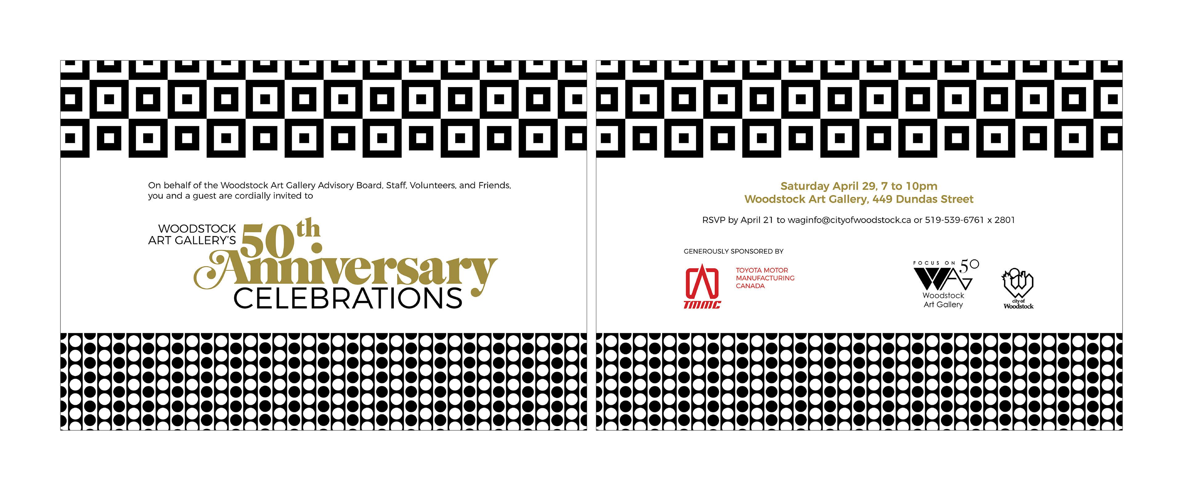 event logo, double-sided invite mailer