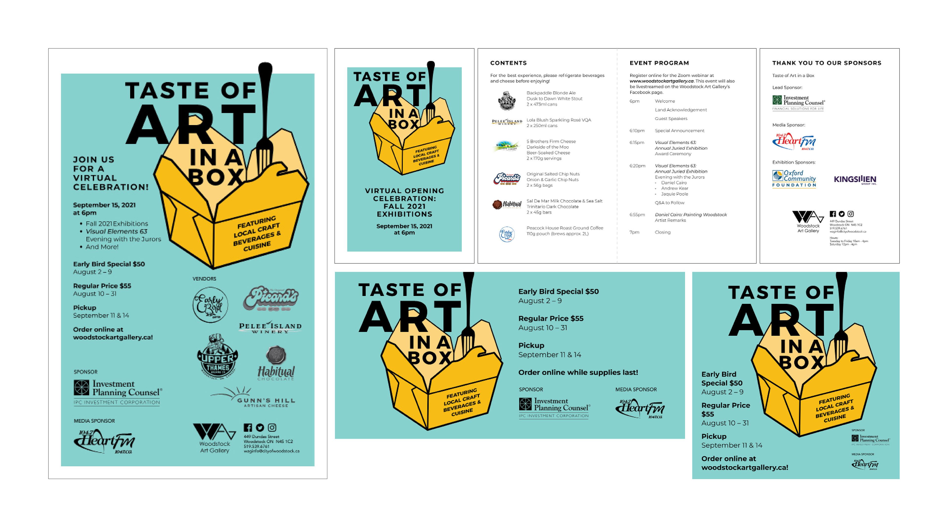 event logo, poster, event menu/program, print ad, social media ad