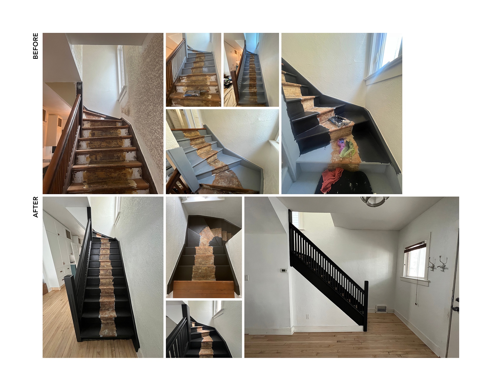 sanded, primed, painted, and ready for jute stair runner