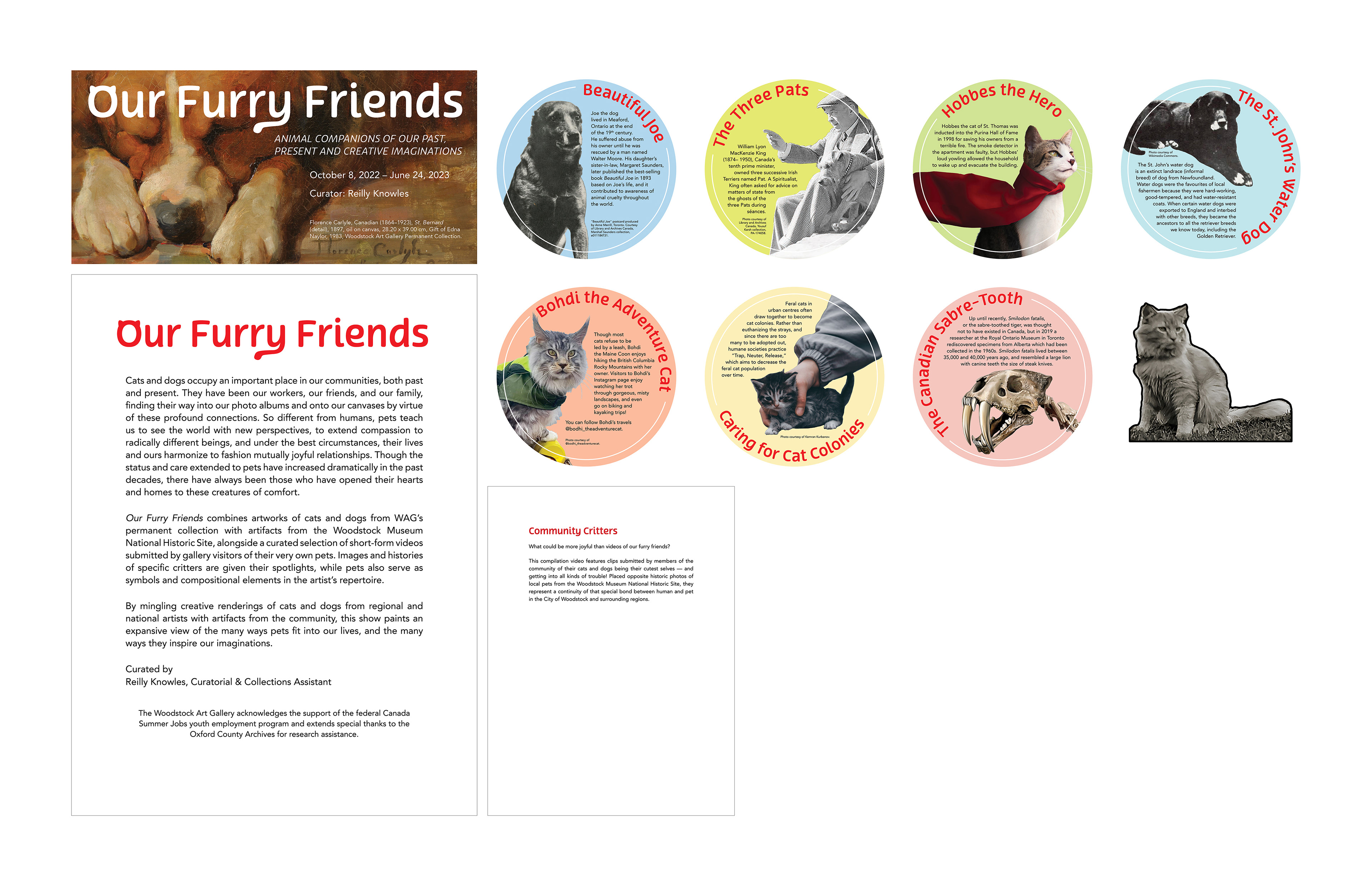 exhibition logo, print ad, fun fact bubbles, didactic panels