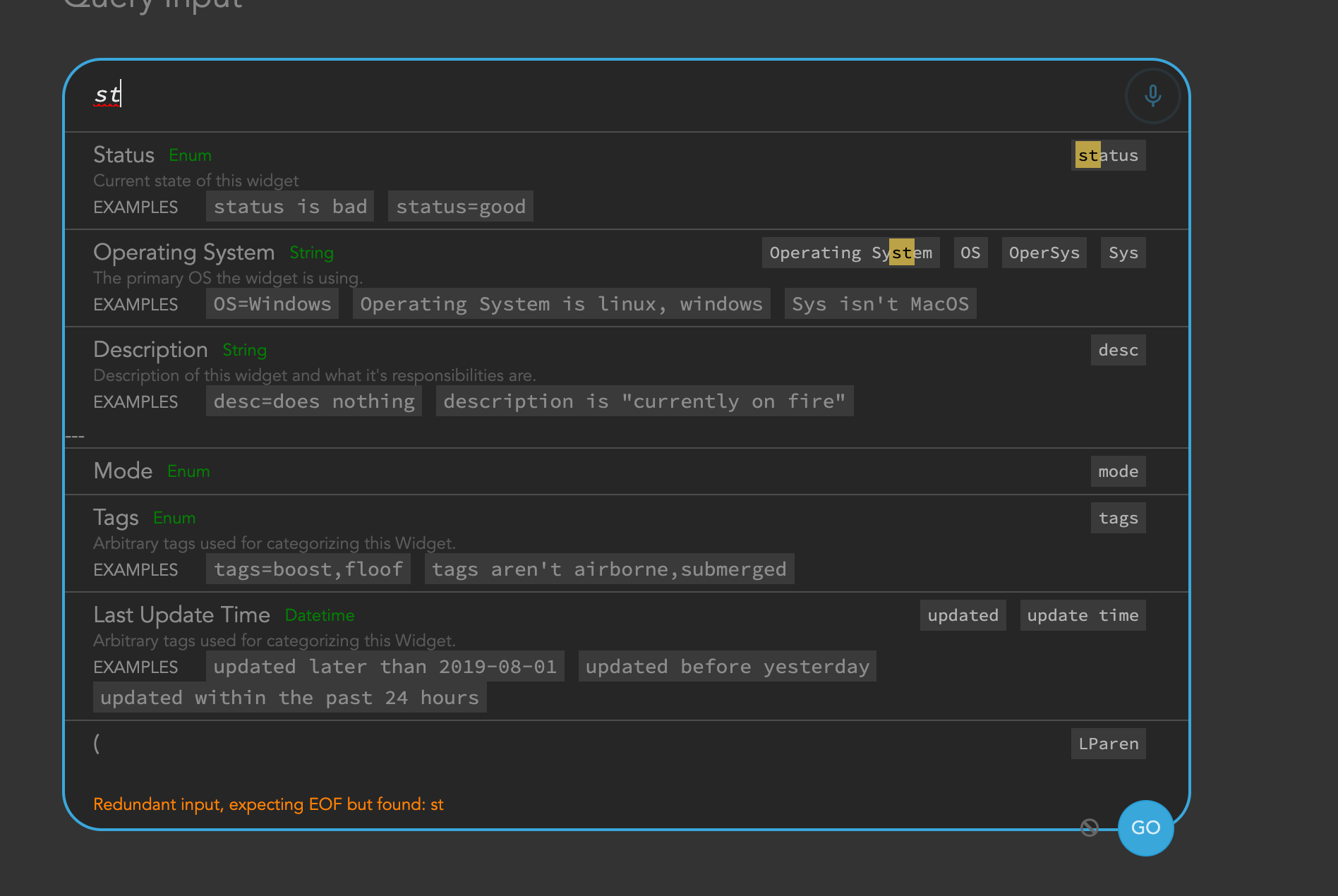 Extremely flexible query language and component
